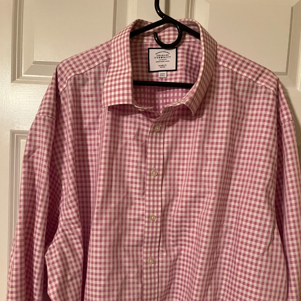 Pink gingham Charles Tyrwhitt dress shirt 3xl